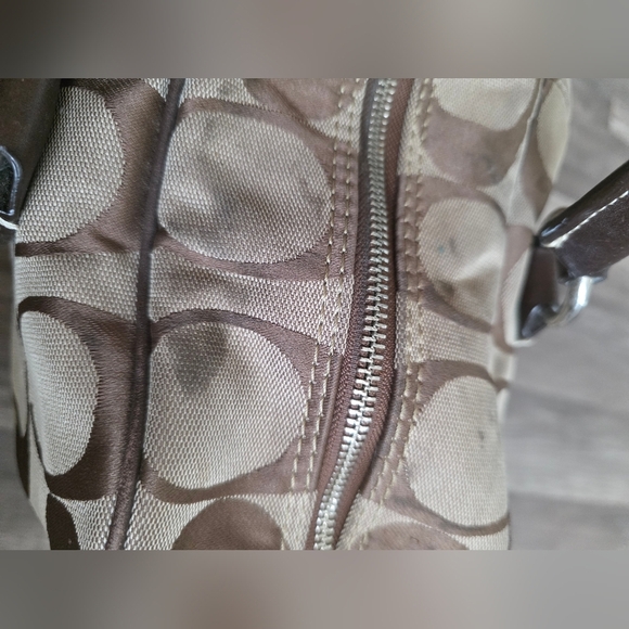 Vintage 2000s COACH Duffle Bag Luggage Qeekender Jacquard Canvas Brown Preppy - Picture 6 of 16